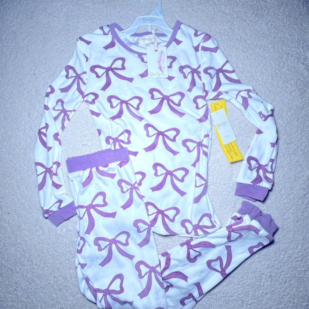 Jessica Simpson Velour Soft Purple and White Pajama Set